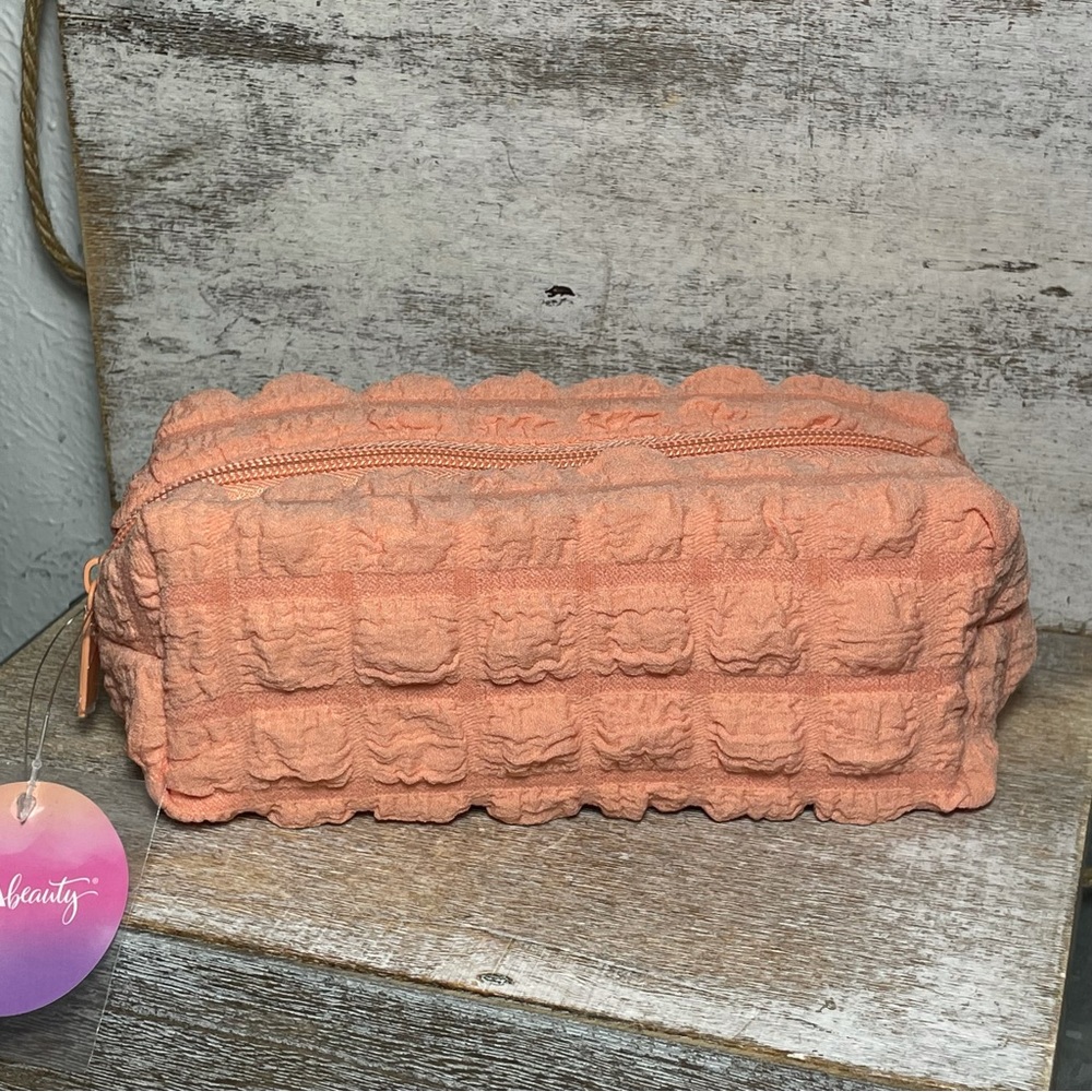 Ulta Beauty Zipper Texture Beauty Makeup Bag Peach